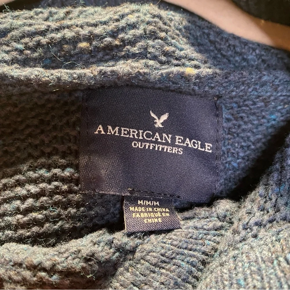 American Eagle Outfitters Men's Navy Wool/Silk Hoodie Sweater Size Medium